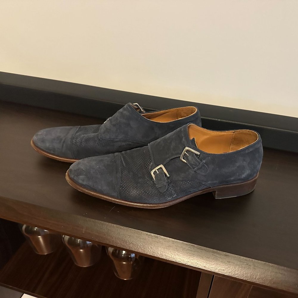 Bruno Magli Men's Wesley 100% Suede Leather Oxford, Navy, 10.5 M US